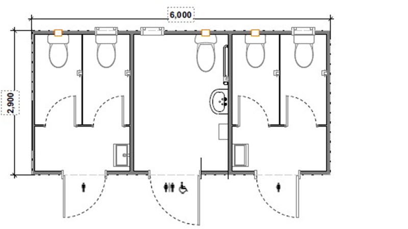 6.0 x 2.9m Toilet Block Floor plan